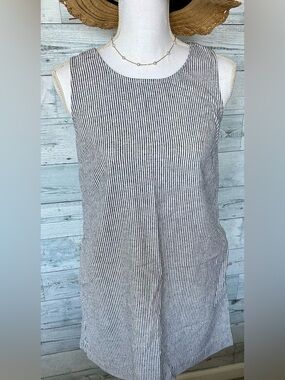 J. Crew Black & White Striped Sleeveless Shift Dress